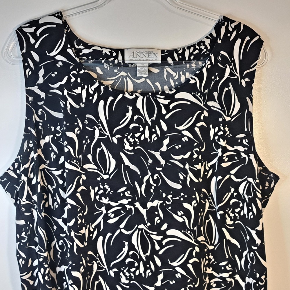 Vintage ANNEX Casual Corner Crinkle Floral Tank Top Womens Plus 1X  Sleeveless